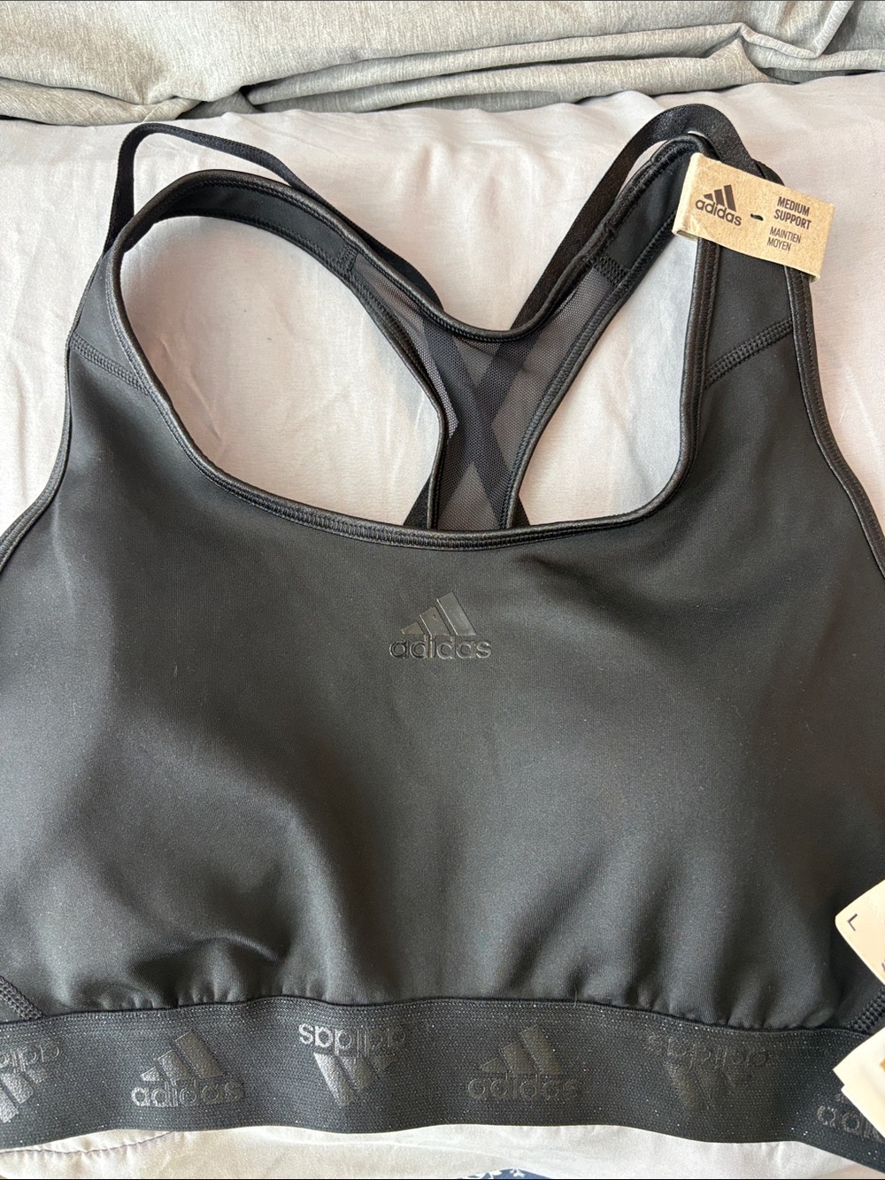 adidas Black Racerback Medium Support Sports Bra